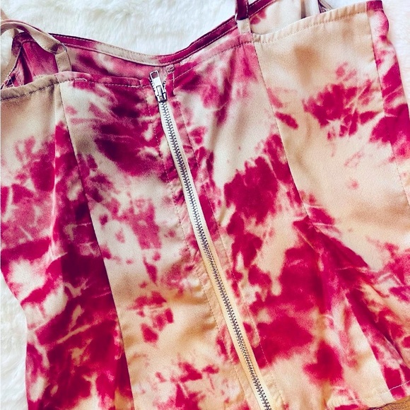 NWOT | Fuchsia Tie Dye Print Structured Corset Top - Picture 5 of 7